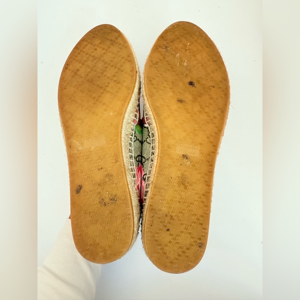 Gucci Pink Bloom Floral Print Logo Monogram Canvas Espadrilles Flats EU 38.5 - Picture 8 of 9